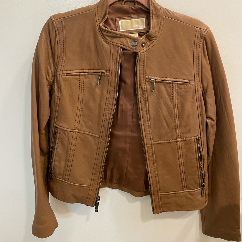 Michael Kors Camel Leather Jacket
